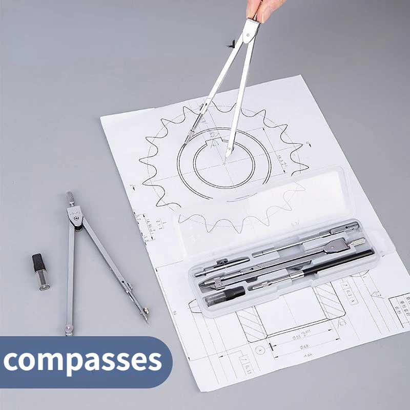 Deli-Professional Metal Graphics Compass Set, Bússola de estudante, 8603, 8605