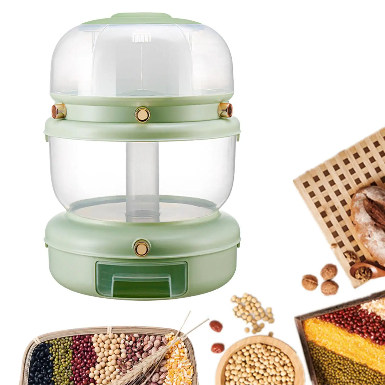 Grain Dispenser Rice Dispenser Rice Barrels Rice Grains Bucket Kitchen Organizer Multifunctional Airtight Large Cereal Dispenser