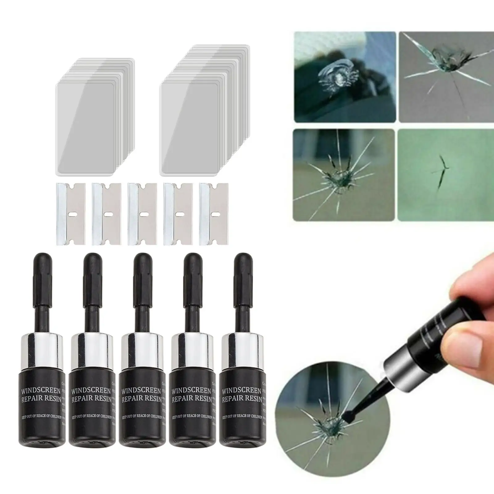 5Pcs glass repair Fluid Windshield Resin Crack Tool glass