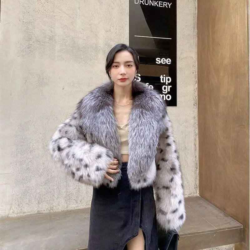 para mulheres, padrão leopardo, jaqueta de imitação