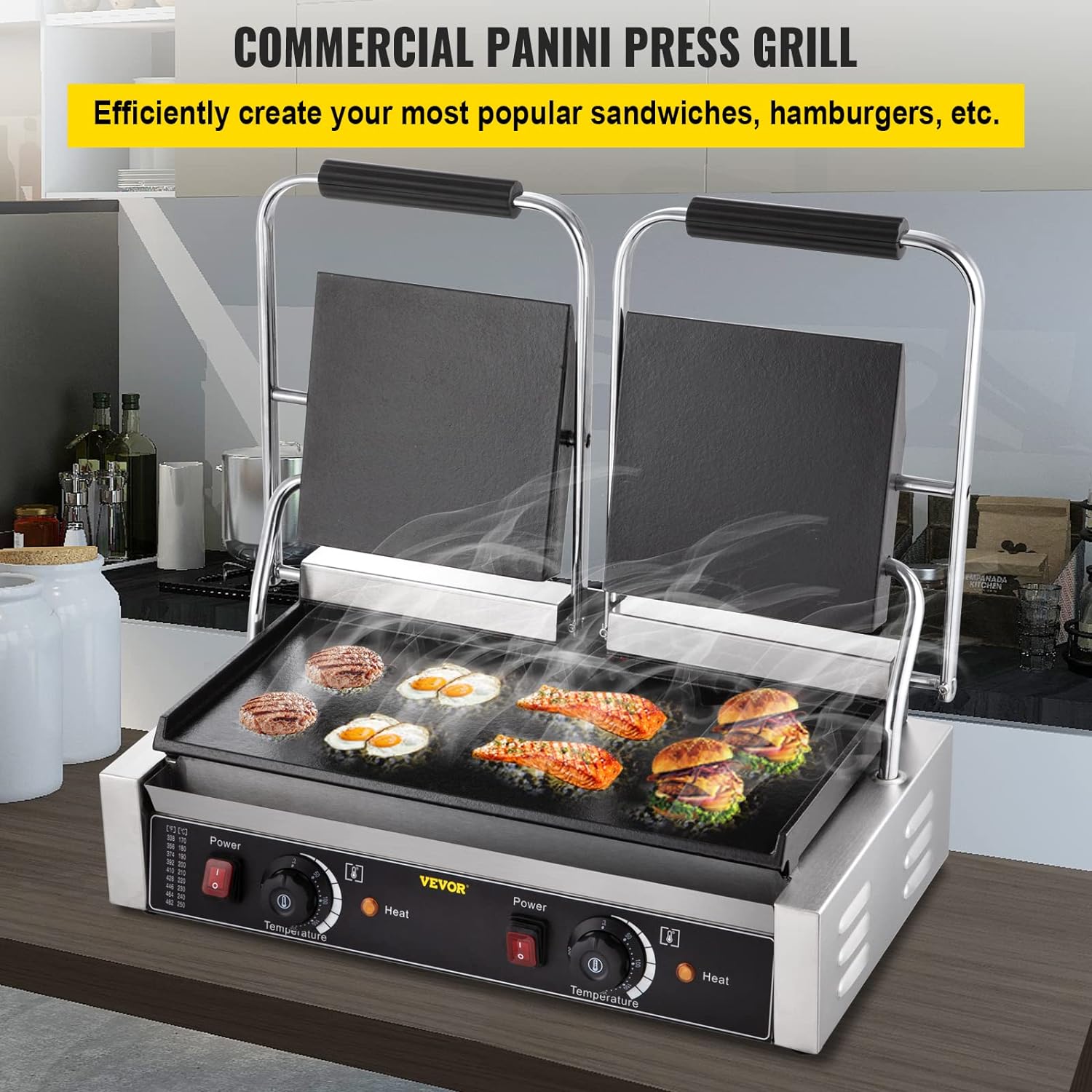 Title 4, Happybuy Sanduíche Comercial Panini Press Grill...