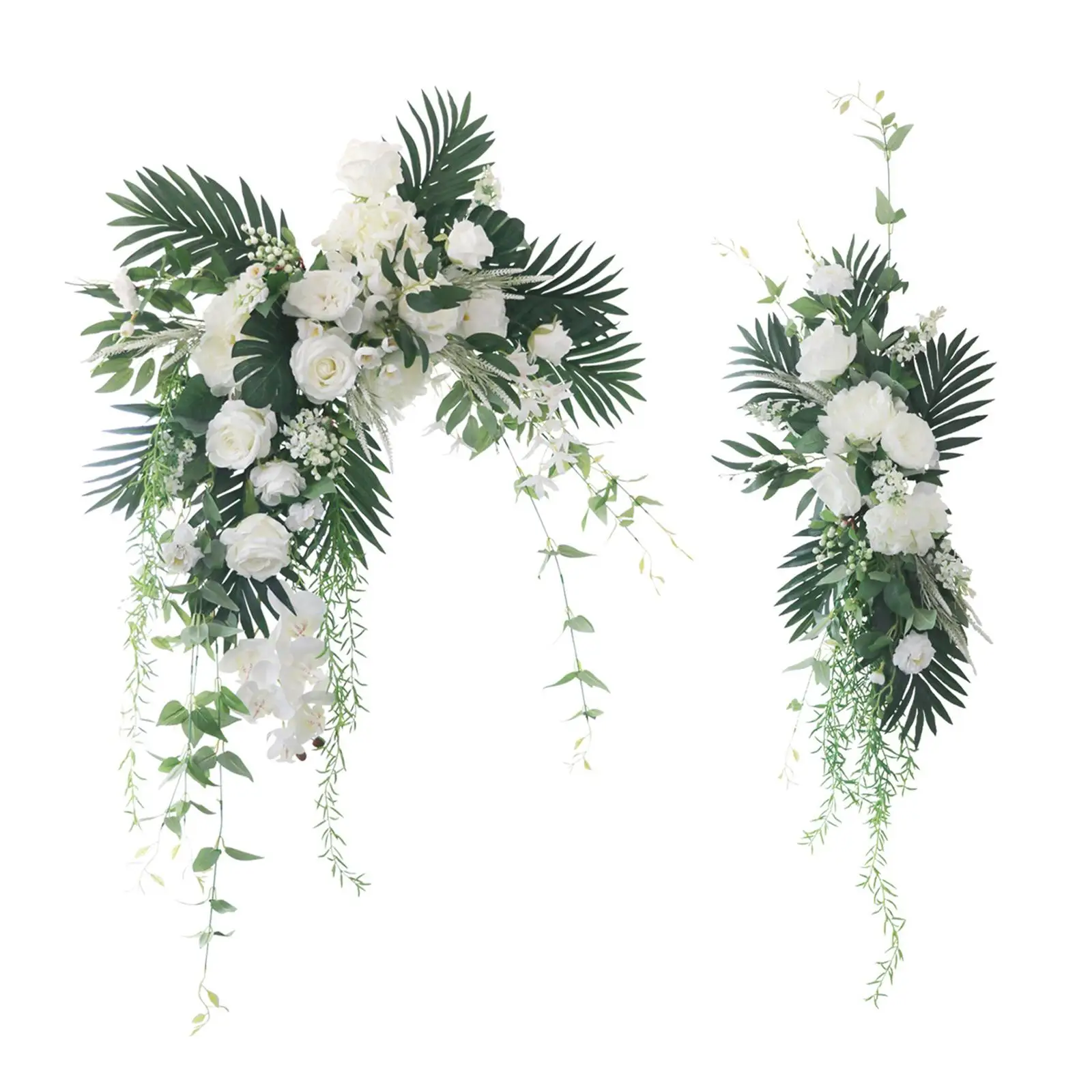 2x Wedding Arch Flowers Kit White Rose Artificial Greenery Eucalyptus Leaves Flower Floral Swags for Wall