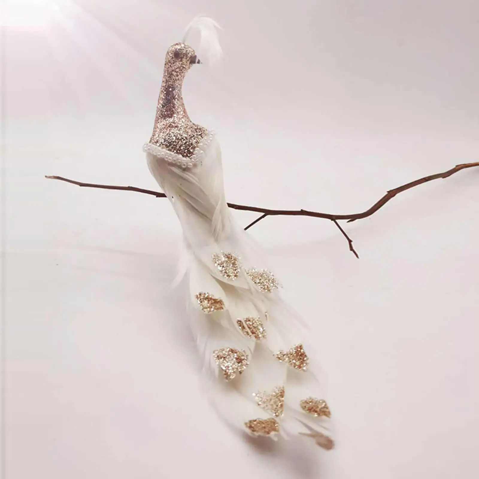 Artificial Peacock Figurines Decorative Animal Miniature Photo Props Fake Feathered Birds for Garden Home Wedding Yard