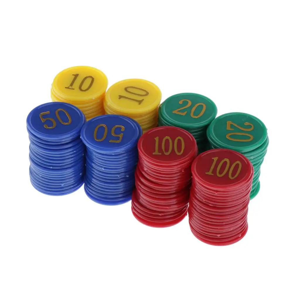 160pcs/set Plastic Valued Counting Chips for Kids Math Teaching, Party Supplies, Board Game Accessories
