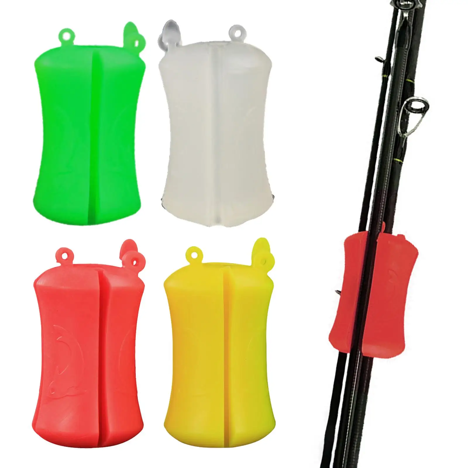 4Pcs Fishing Rod Fixed Ball Pole Clip Multifunctional Silicone Wear Resistant Flexible Soft Fishing Tube Connectors for Supplies