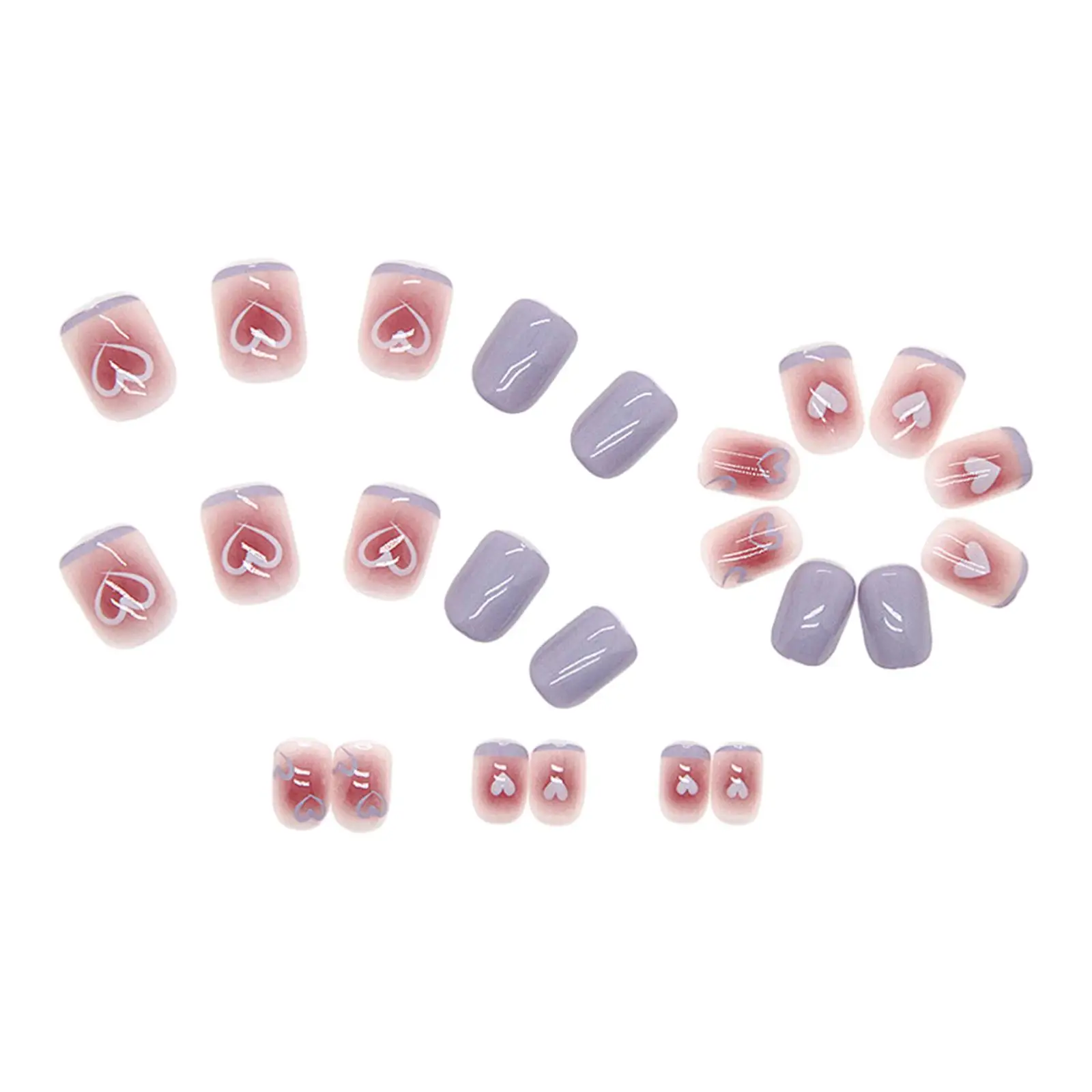 24 Pieces Valentine`s Day Press on Nails Birthday Gifts Cute Taro Purple Women for Holiday Dating Anniversary Daily Use Wedding