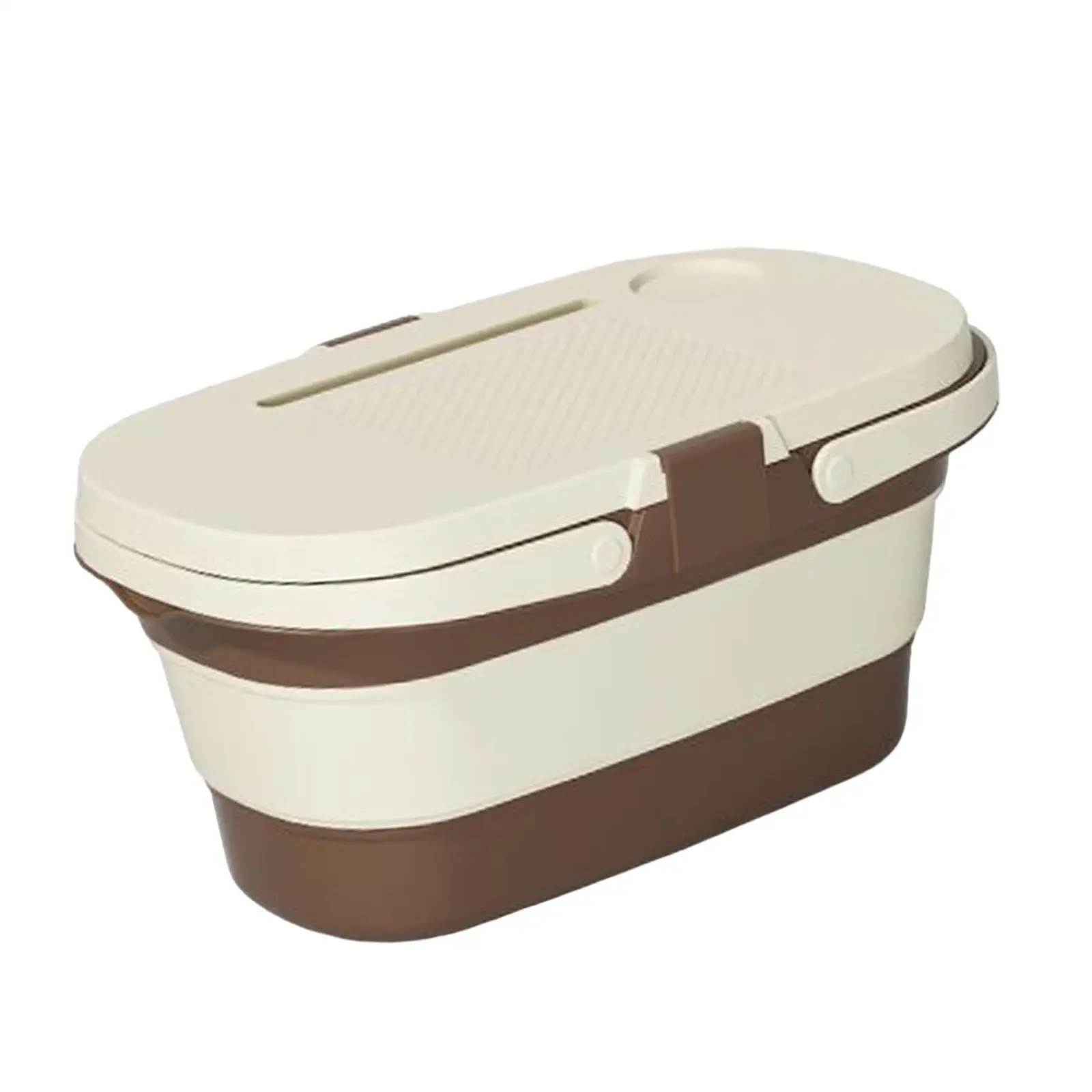 Collapsible Picnic Basket Multifunctional Water Bucket Storage Box with Lid and