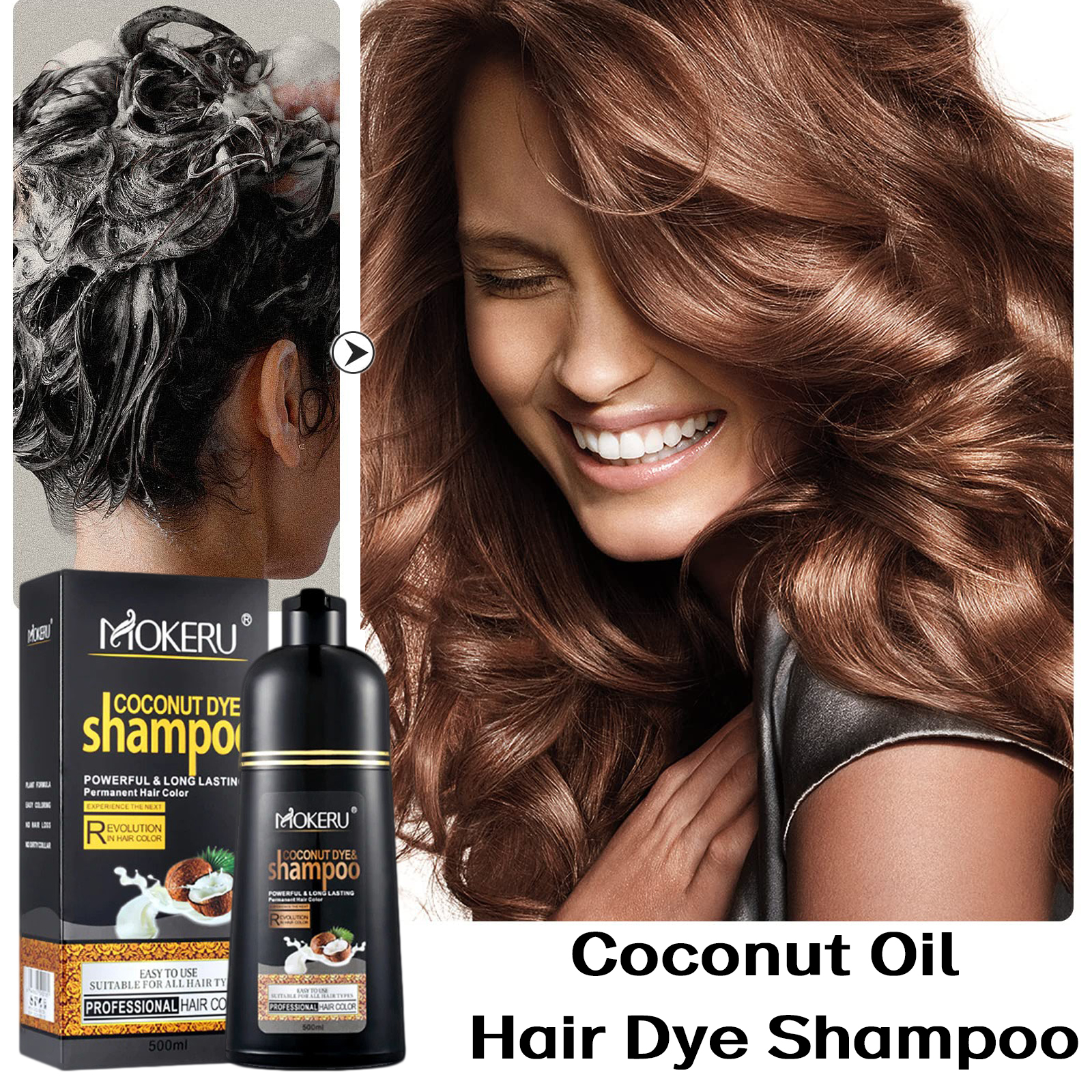 Best of Mokeru Fast Dyeing Black Long Lasting Color Black Hair Shampoo Organic Pure Natural Coconut Hair Dye Shampoo For Hair Women Man Reviews & Tips