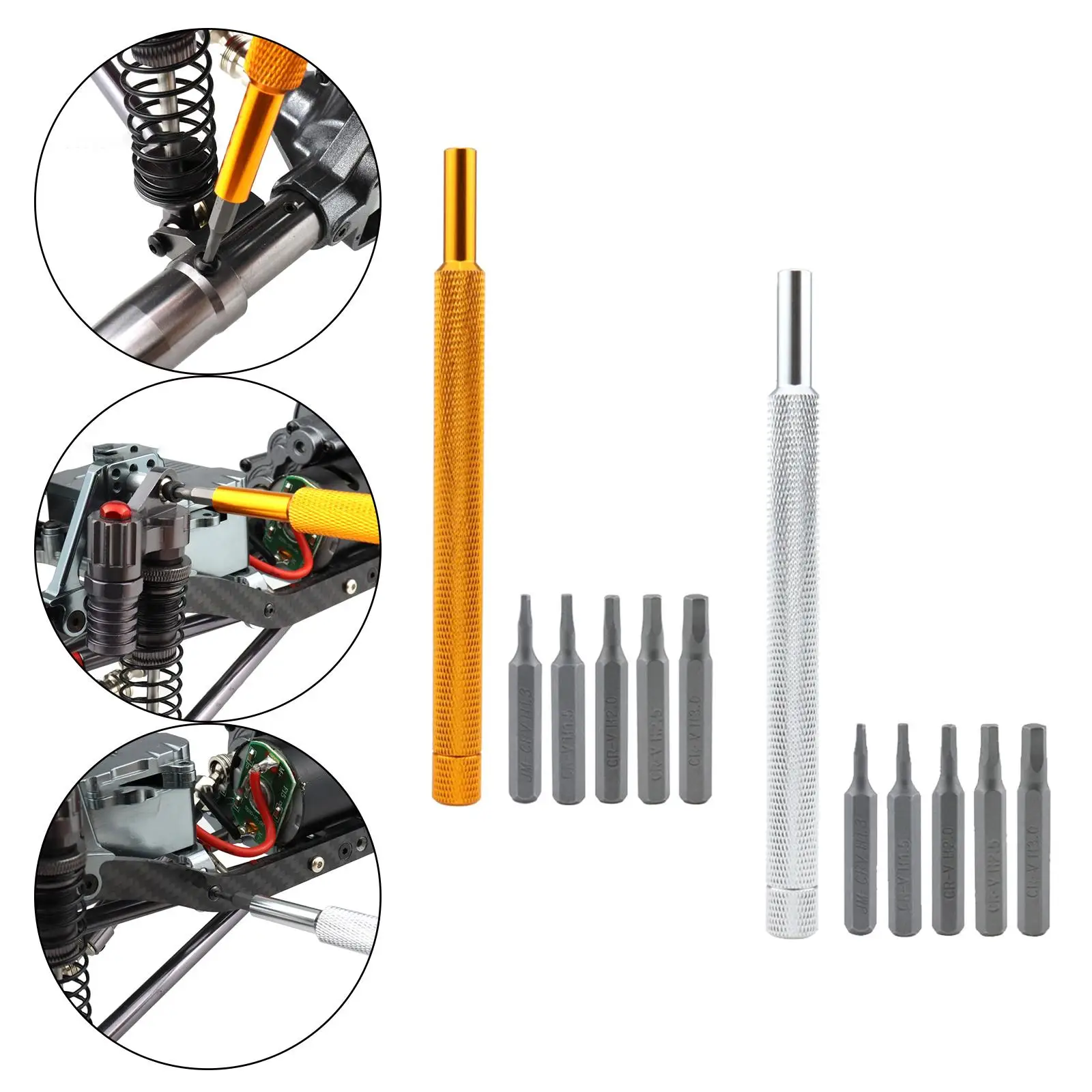6Pcs Screw Driver Tools Kit Set RC Repair Tools Kit with 1.3mm 1.5mm 2.0mm 2.5mm 3.0mm Bits for RC Boat Boat Parts