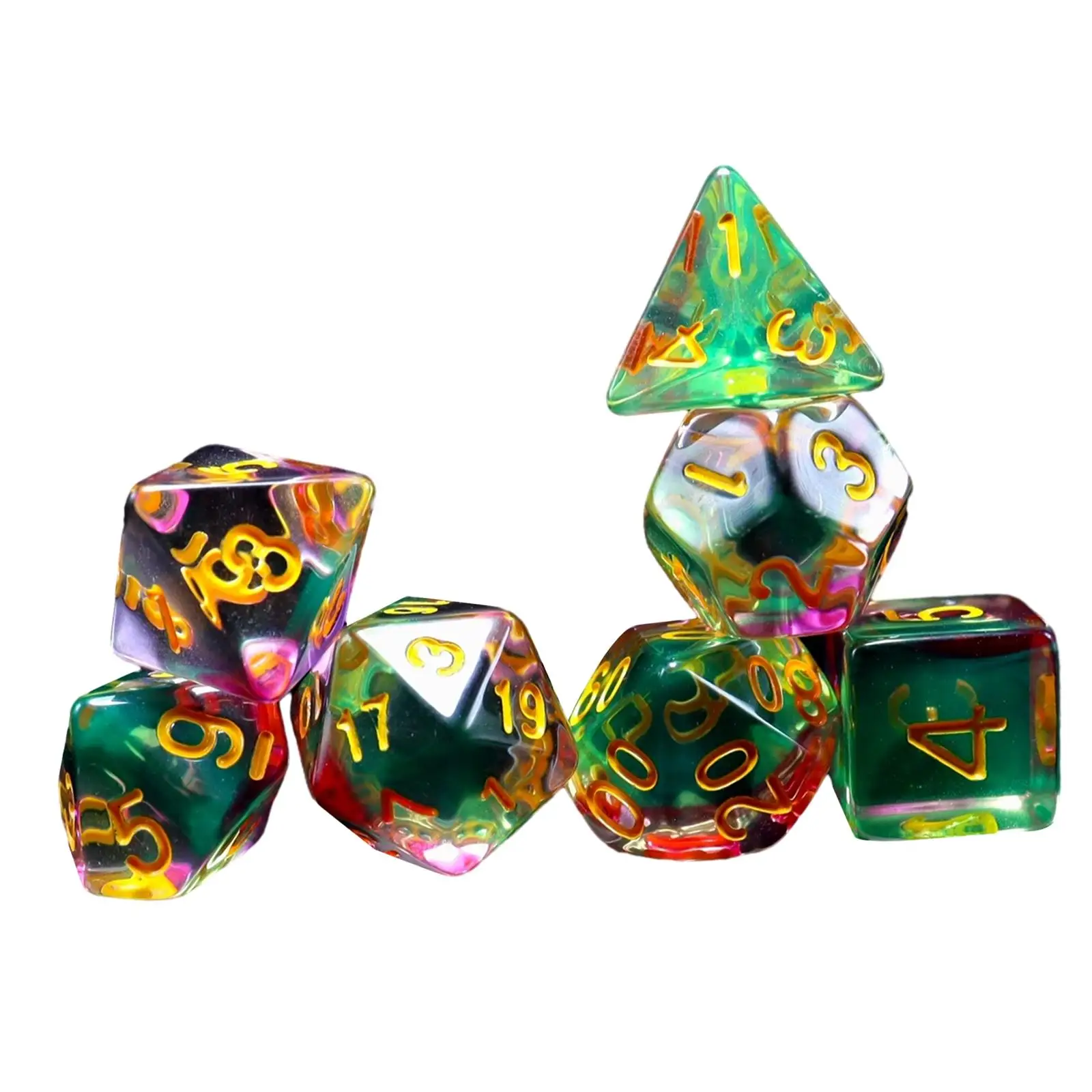 7Pcs Multi Sided Dices Entertainment Toys D4-d20 Acrylic Dices for Party Game Card Games Table Game Role Playing Game Card Game