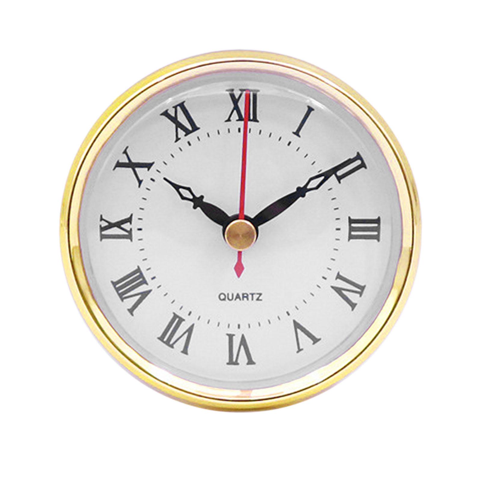 Clock Insert Round Clock Fit-up Movement Clock Gold Trim (3 Inch/80 Mm)