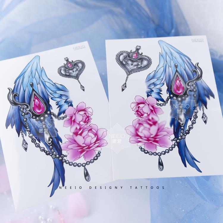 Cartoon Edelstein Flügel Tattoo Aufkleber dauerhafte gefälschte Tätowierung für Frau Arm temporäre Tätowierung sexy Kunst Faux Tattoos wasserdichte Tatuajes – Detail 4