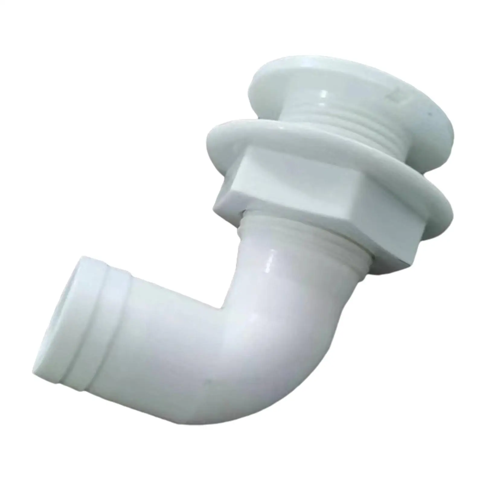 90 Degree thru Hull Fitting White PP Boat Plumbing for Spare Parts Easily Install Professional Direct Replacement Premium