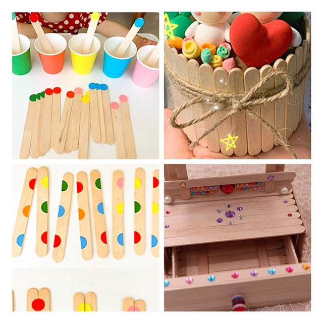 500 Pcs Wooden Popsicle Sticks For DIY Crafts Multicolor Rainbow Ice Cream  Natural Wood Stick Chips Handmade Materials Kitchen - AliExpress