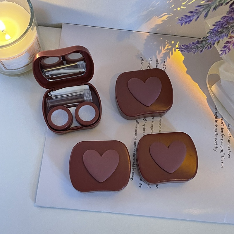 Retro Rot Frauen Herzförmige Kontaktlinsen Fall Tragbare Schönheit Schüler Lagerung Container Box – Detail 8