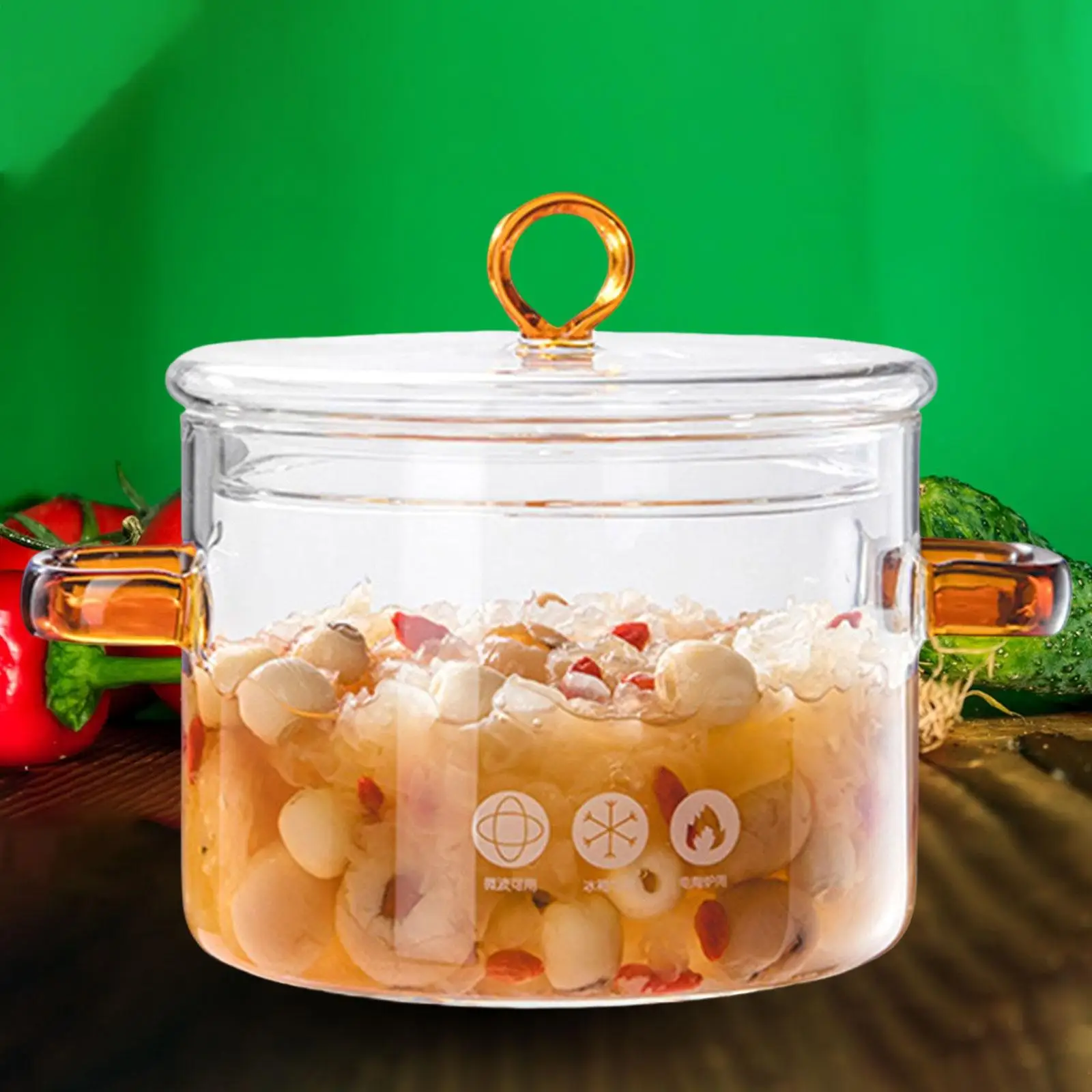 Glass Saucepan Transparent with Lid Stockpots Microwave Heating Soup Pot Simmer Pot for Noodles Kitchen Cooking Milk Soup