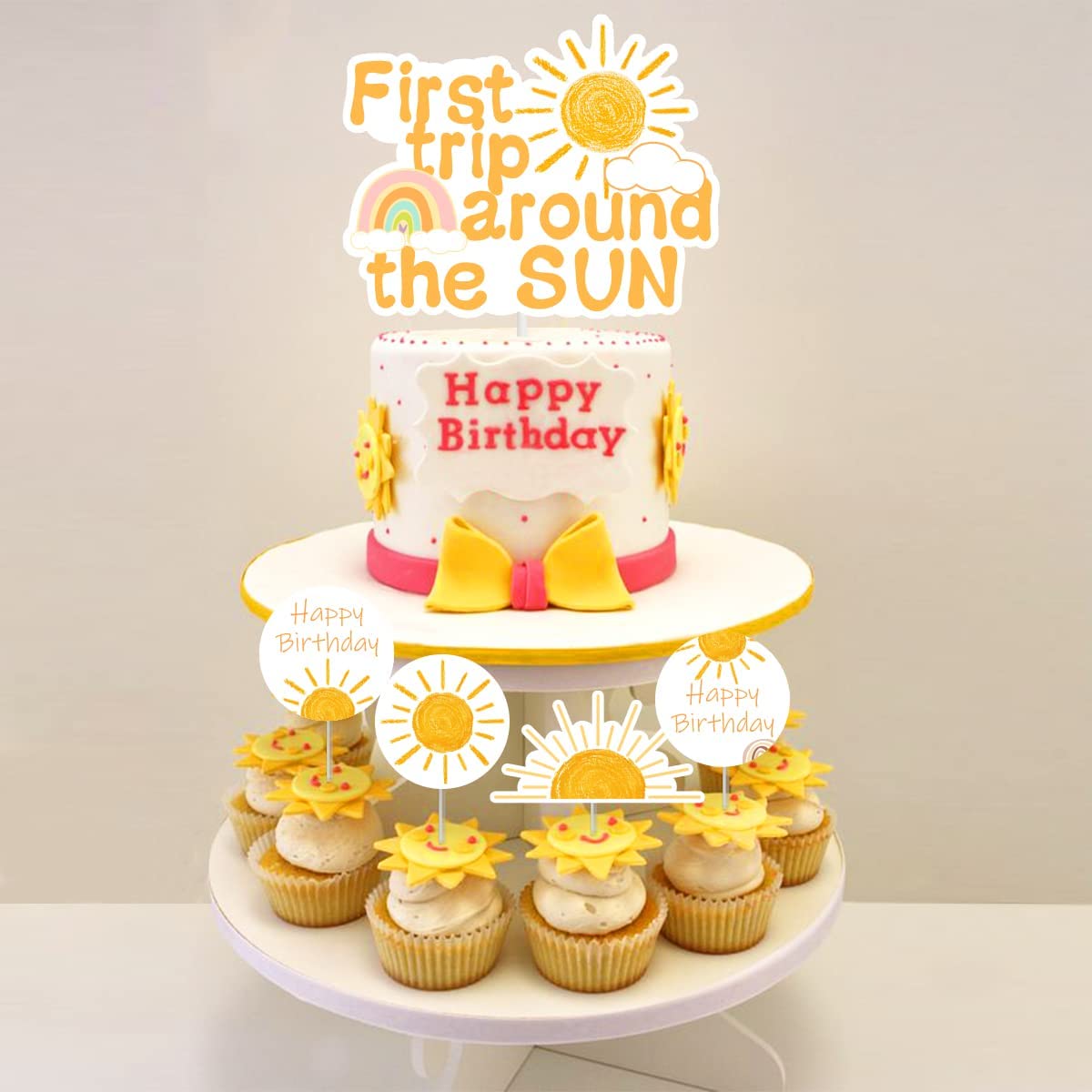 Topper, Sunshine Cupcake Toppers, 1st Birthday Party