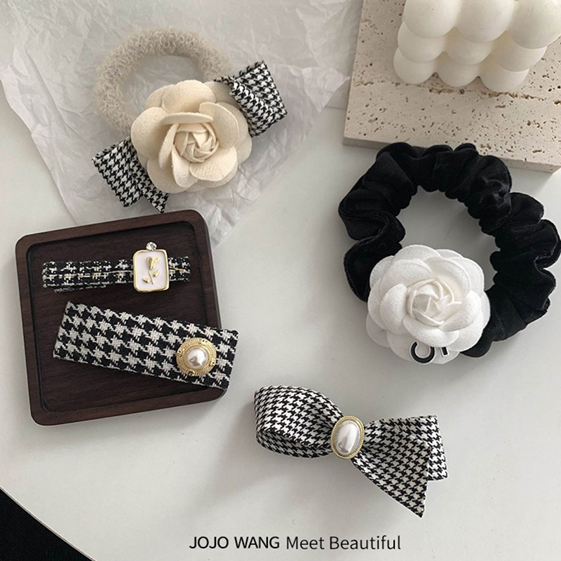 Koreanische Mode Kamelie Blume Hahnentritt Gitter Hinterkopf Haarnadel Big BB Pony Clip Dickdarm Kreis Haar Zubehör – Detail 1