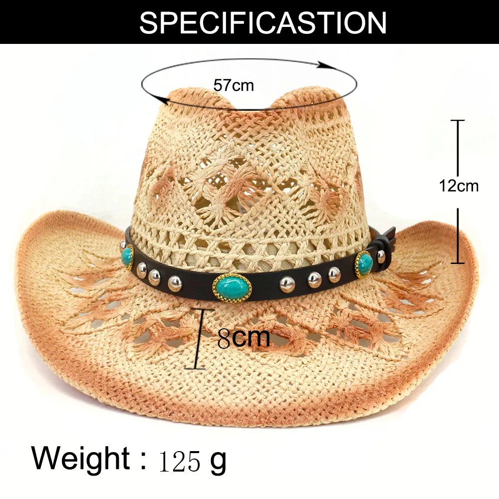 Jazz Hat Men's Breathable Linen Top Hat Outdoor Sun Hat CurlyStraw Hat