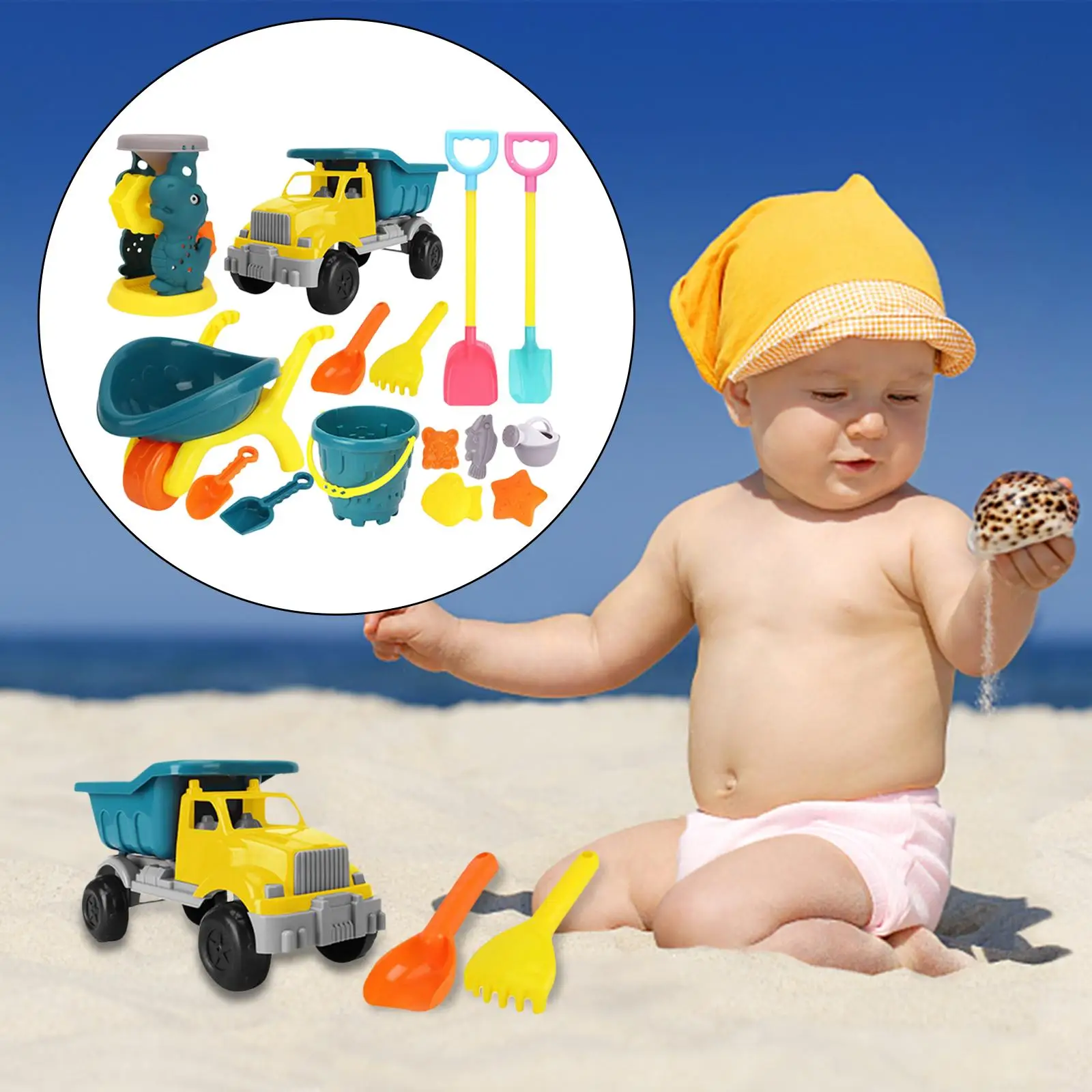 15 Pieces Summer Beach Toy Bucket Beach Game Toy for Outdoor Seaside Kids Children