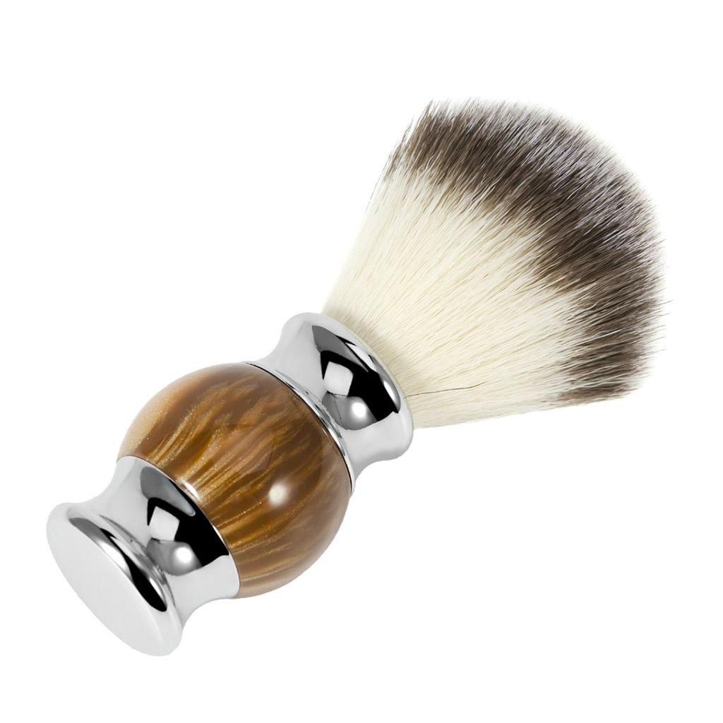 Resin Handle Men Mustache Shaving Brush Grooming Tool for Barber Salon Brown