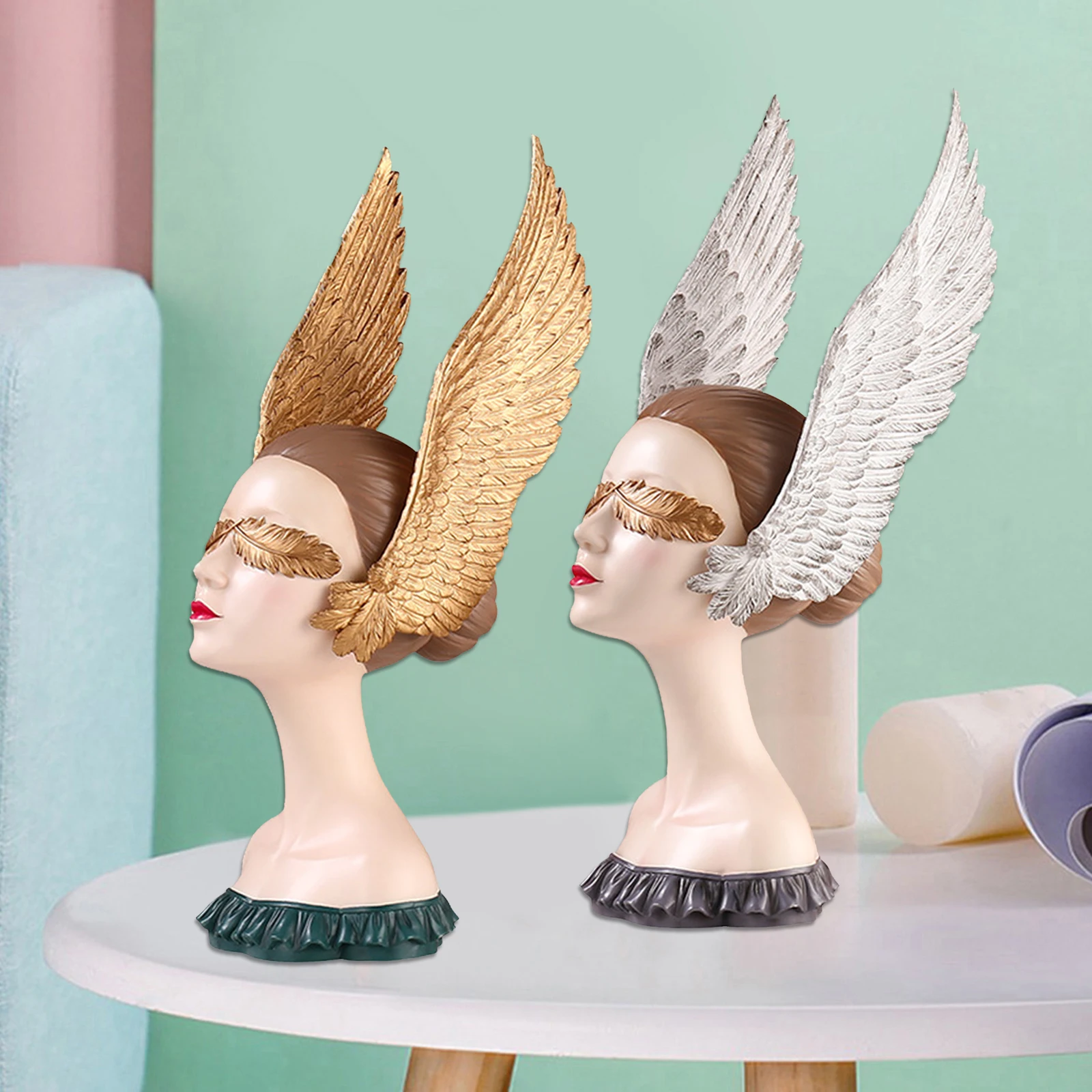 Resin Angel Statue Sculpture Figurine Photography Cabinet Bookshelf