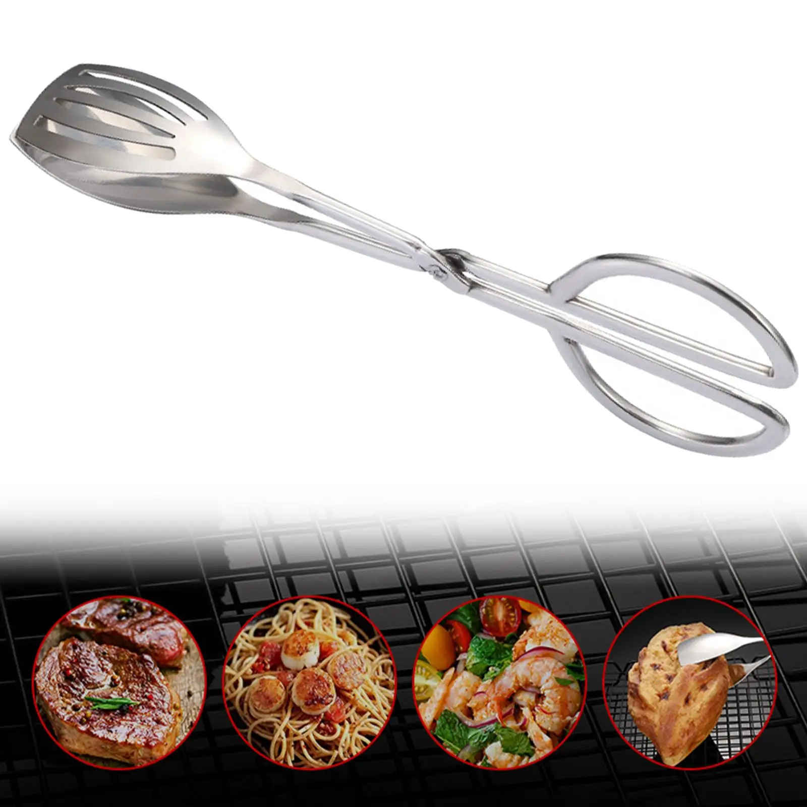 Stainless Steel Cake Clamp Tongs Kitchen Utensil Food Serving Tongs Gripper Vegetable Salad BBQ Frying Buffet Bread Tongs Clip