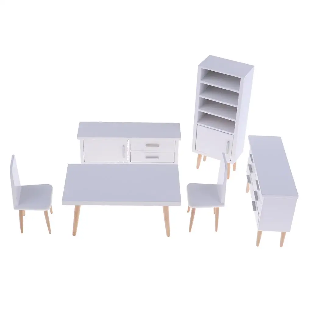 White 1/12 Dollhouse Miniature Furniture Table  Cabinet Living 