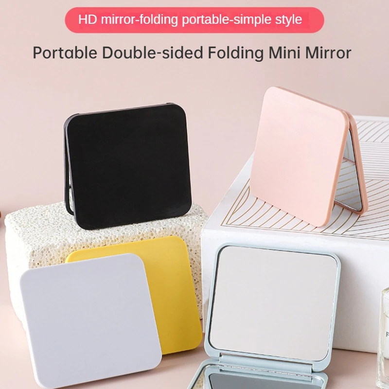 Best of 2-face Makeup Mirror Square Portable Cute Girl&#039;s Gift Hand Mini Magnifying Mirror Pocket Double-sided Makeup Mirror Compact Reviews & Tips