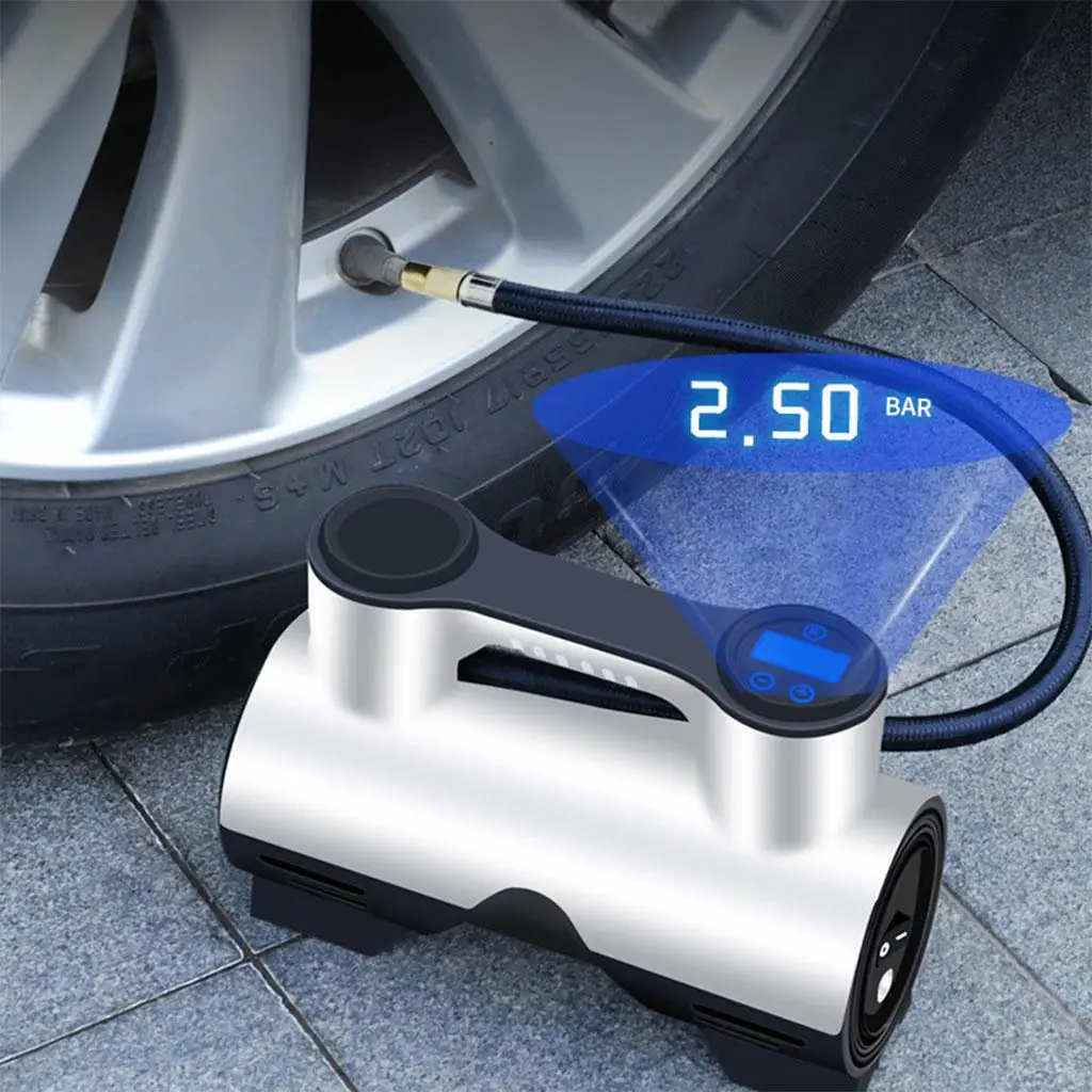 Car Tyre Inflator Air Pump Emergency LED Flashlight 12V Air Compressor Tire Inflator Fit for Bikes Motorcycles Auto Travel Home