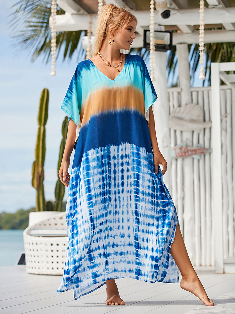 rayon cover-up robe de plage kaftan pareos vestido longo biquíni cobrir