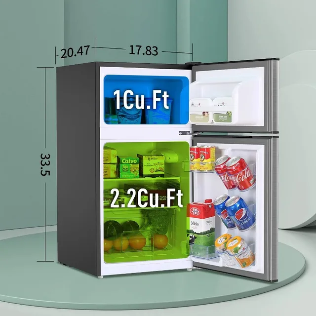 Frestec 4.7 CU' Refrigerator, Mini Fridge with Freezer,Small Refrigerator  with Freezer Freezer, Adjustable Thermostat Control - AliExpress