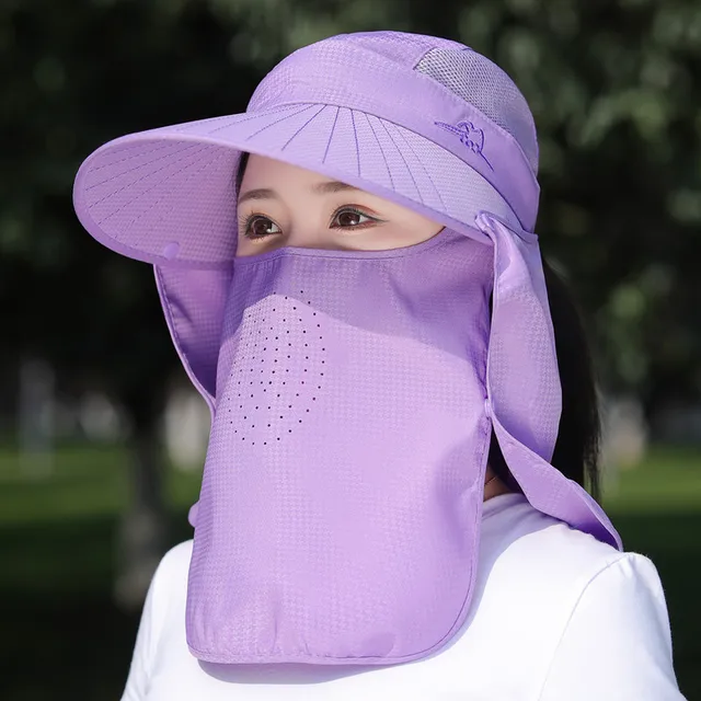 Sun Hat Woman Summer Women's UV Protection Cap Outdoor Travel Cycling Face  Mask Hat Shawl Hats Windproof Removable Tea Picking - AliExpress