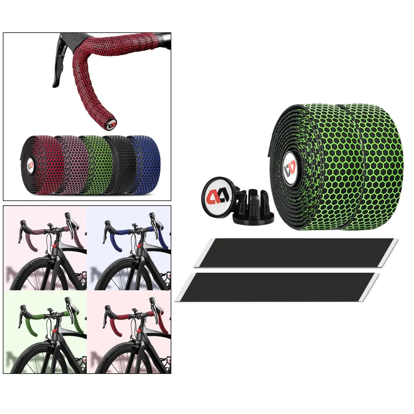 EVA Road Bike Handlebar Tapes, Bar Tape, Cycling Handle Wraps Breathable Bar Grip with Handlebar End Plugs ? Each 2 Rolls