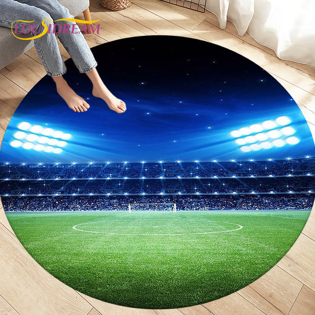 3D Cartoon Soccer Football Circle Area tappeto grande, tappeto rotondo per  la decorazione del divano della