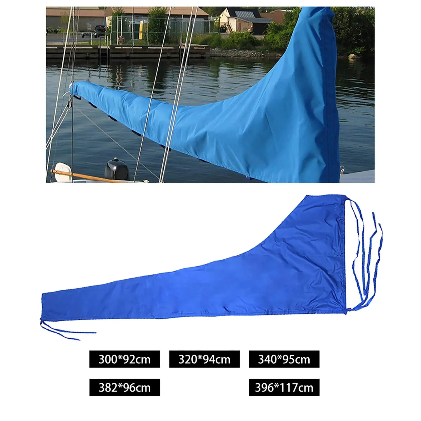 Mainsail Boom Cover Anti Scratch Adjustable Strap PU Coated Sail Cover Blue