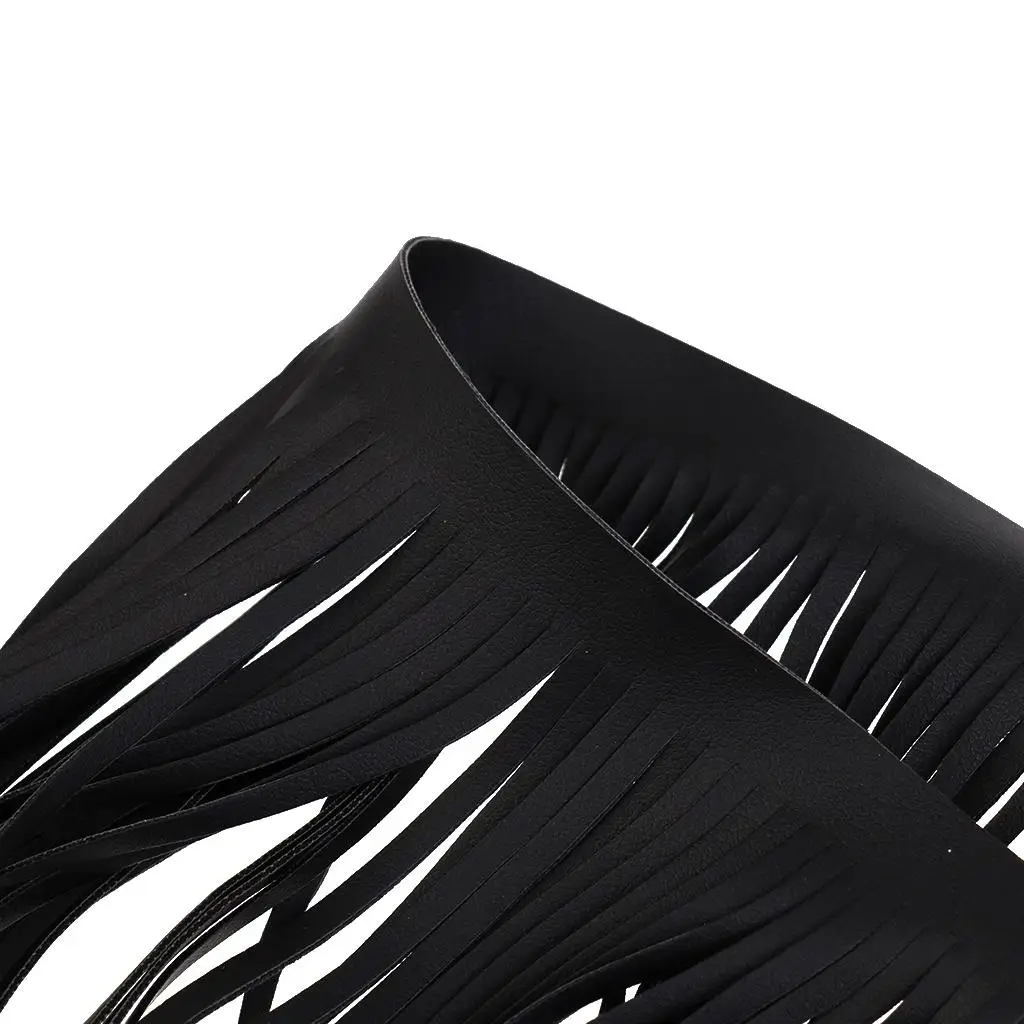 100cm Black Faux Leather Tassel Fringe Trimming DIY Crafts Accessories