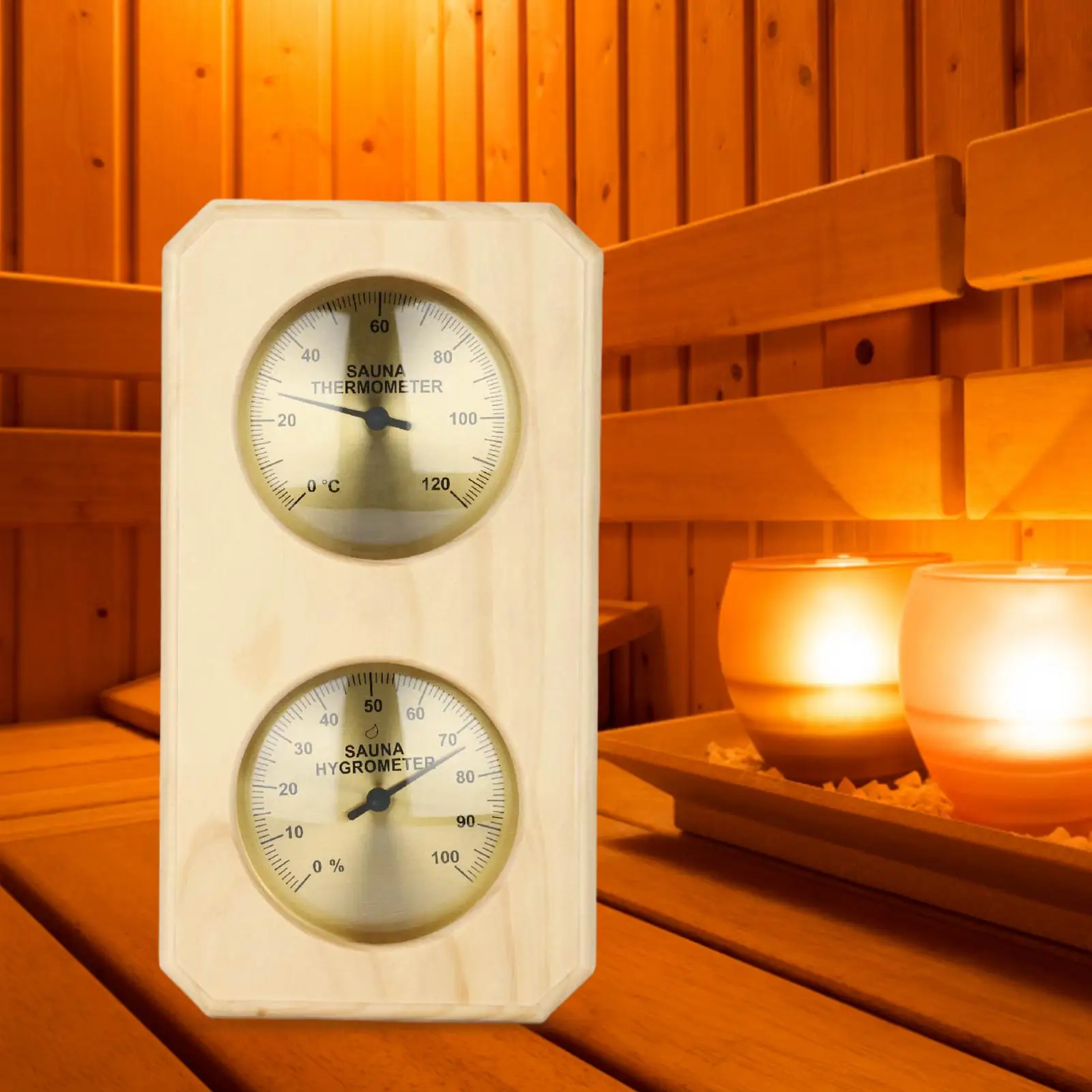 Wood Sauna Thermometer Hygrometer Sauna Room Accessories Horizontal