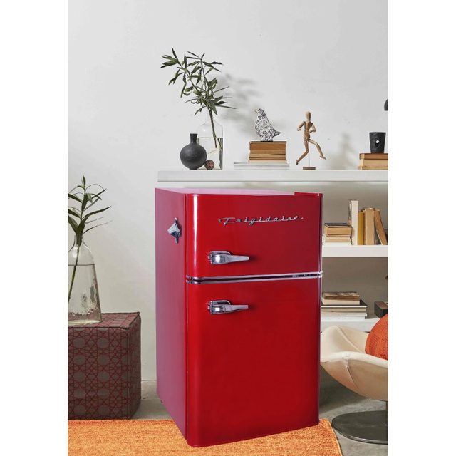 Retro 3.2 Cu ft Two Door Compact Refrigerator with Freezer, Red mini  refrigerador - AliExpress