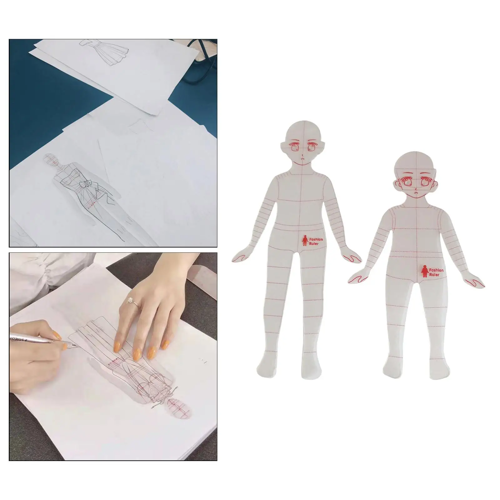 2 Pieces Template Ruler Pattern Makers Tailors Clear Tailoring Durable Clothing Making Portable Sewing Humanoid Patterns Design