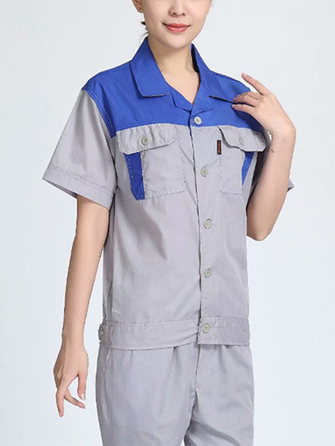  Hedmy Men Color Block Work Shirt Short Sleeve Shop Shirt Motor  Mechanic Uniform Industrial T-Shirts Grey&Blue Medium: Clothing, Shoes &  Jewelry