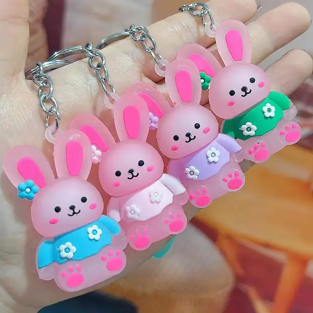 Cartoon Eyes Are The Letters of The Rabbit Key Chain PVC High Quality  Keychain Car Key Ring Birthday Gifts for Children Gift