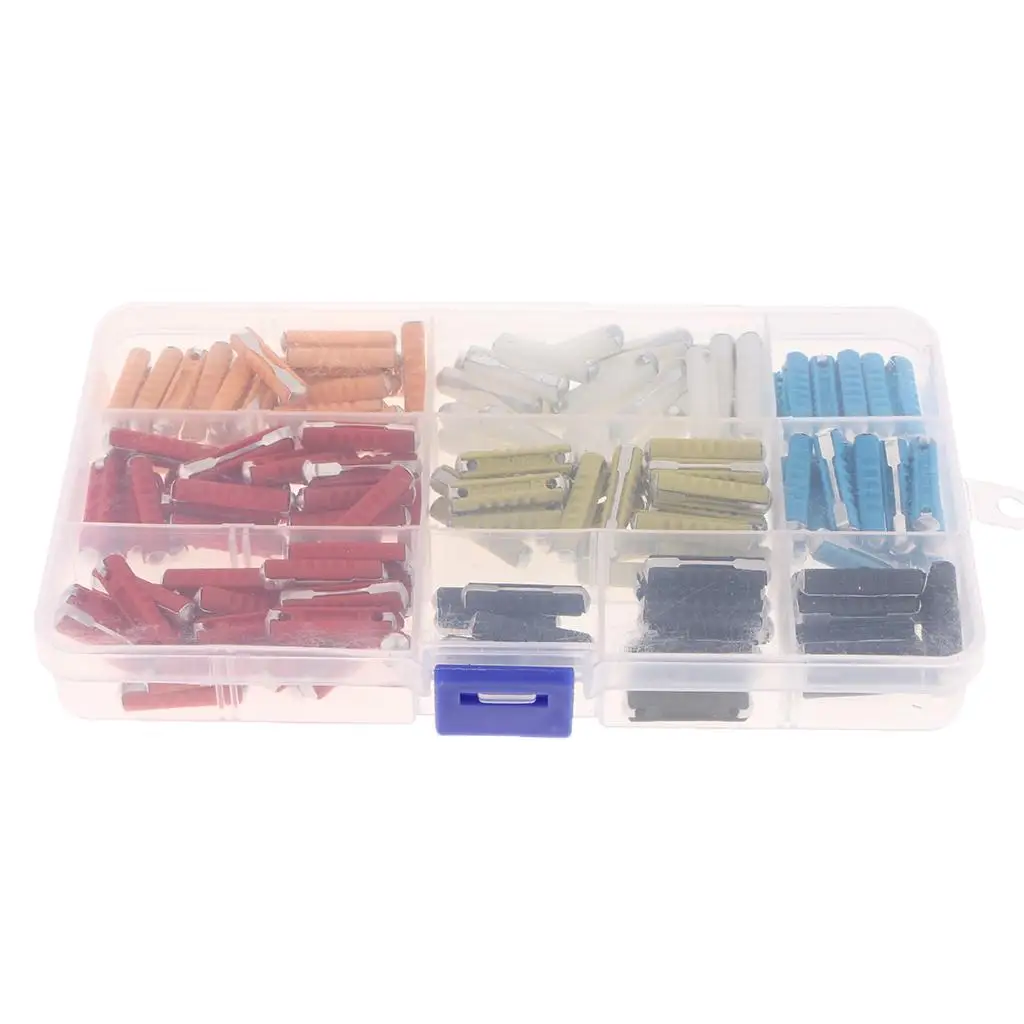 200Pcs European Car Fuses, Torpedo Type Assortment Kit with Plastic Box for Classic Old Style Cars 5A-30A