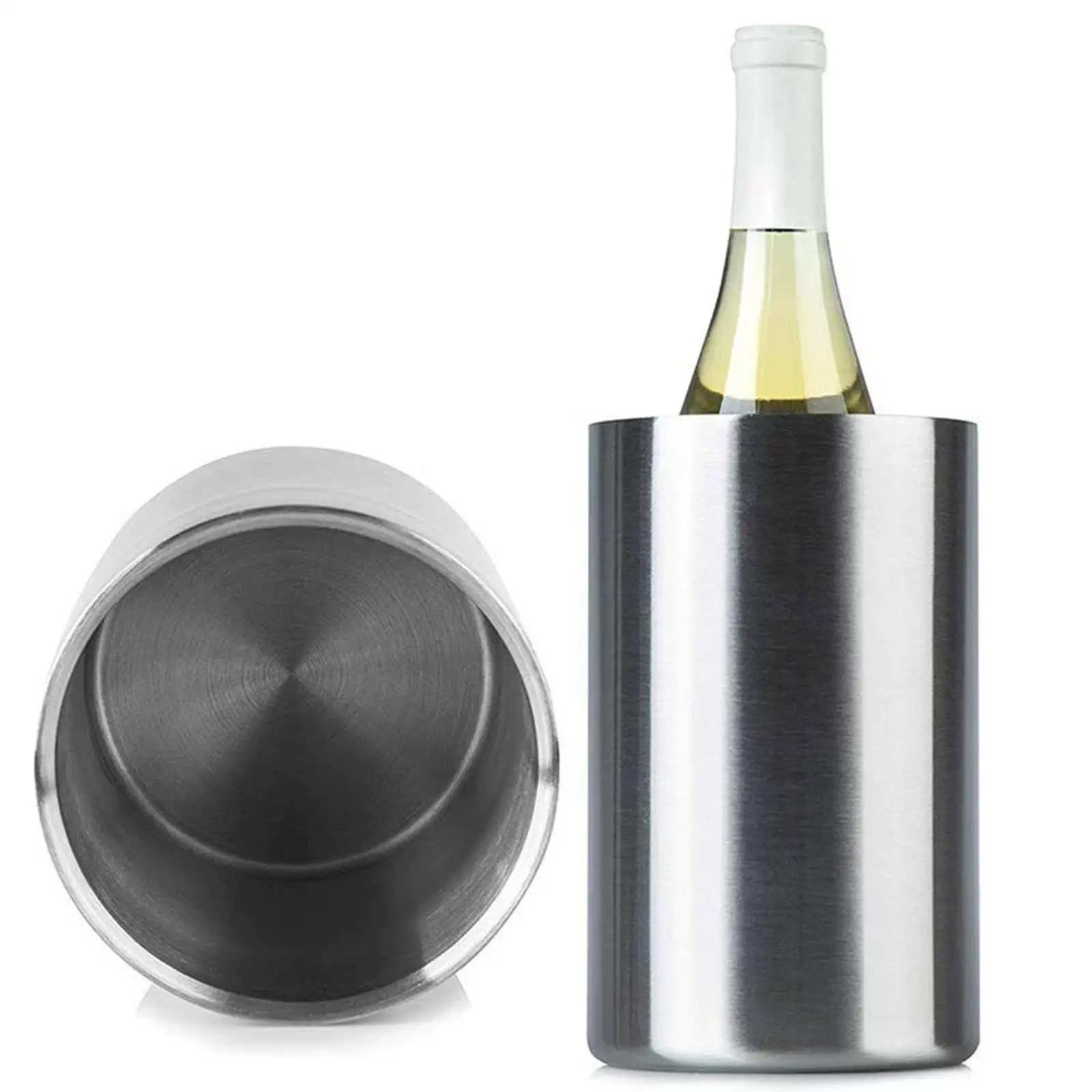 304 Stainless Steel Wine Chiller Bucket ice Bucket Double Wall Wine Cooler Bucket for wine Accessories