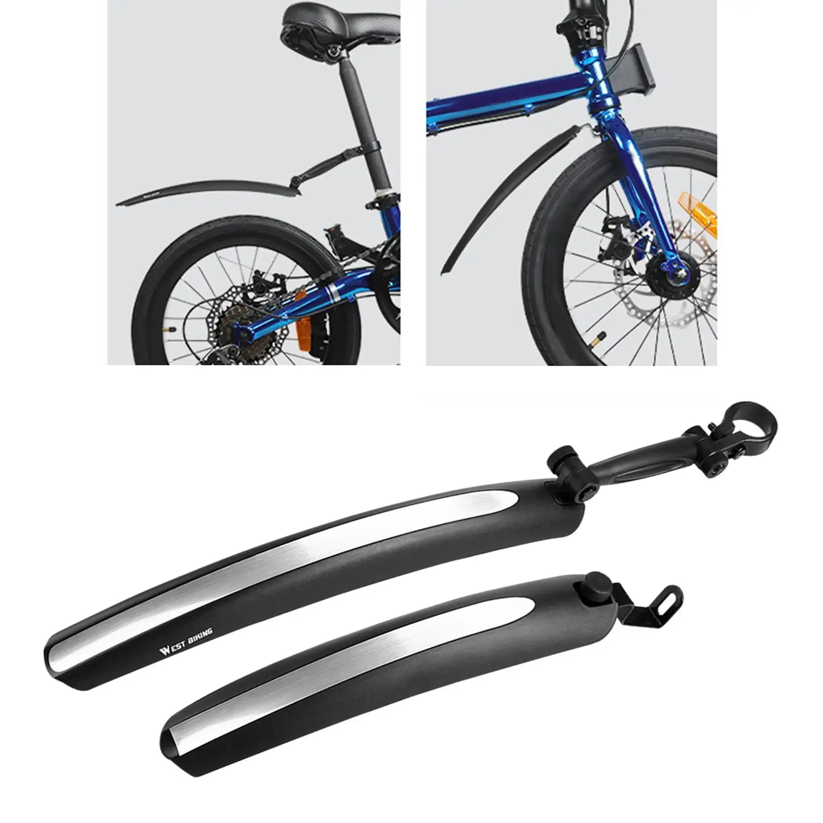 Road Bike Mudguard Set Adjustable Lightweight Plastic Mudflap Bike for Folding Bikes Hybrid Road Touring