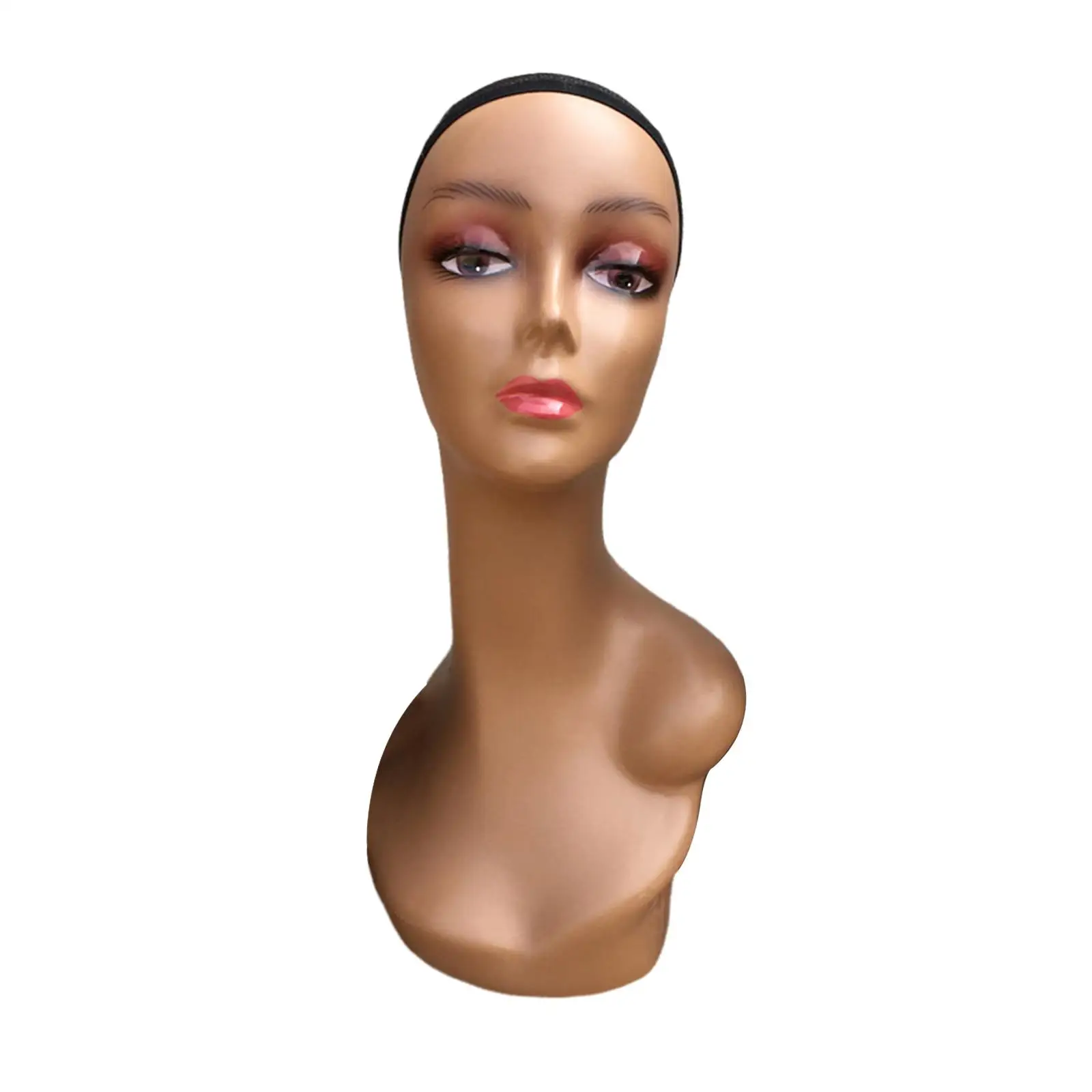 Female Mannequin Head with Shoulder Lightweight Versatile Practical Lifelike Hat Display Stand 19inch Tall for Glasses Necklace