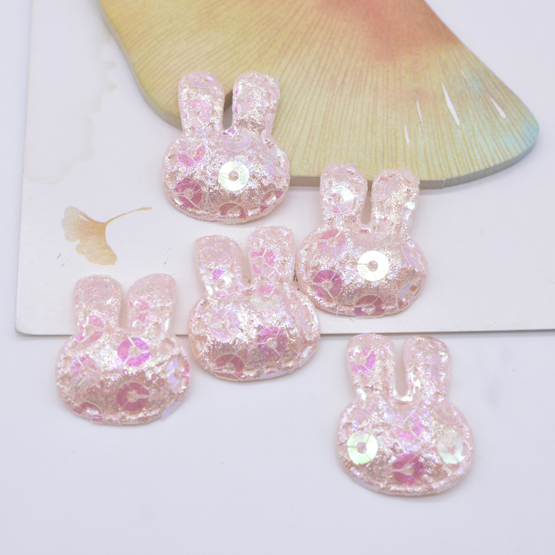 100pcs 20*25mm Glitter Kaninchen Applikation gepolsterte Patches für Kleidung Hut Handwerk Näh zubehör DIY Kopf bedeckung Haars pangen Bogen Dekor – Detail 7
