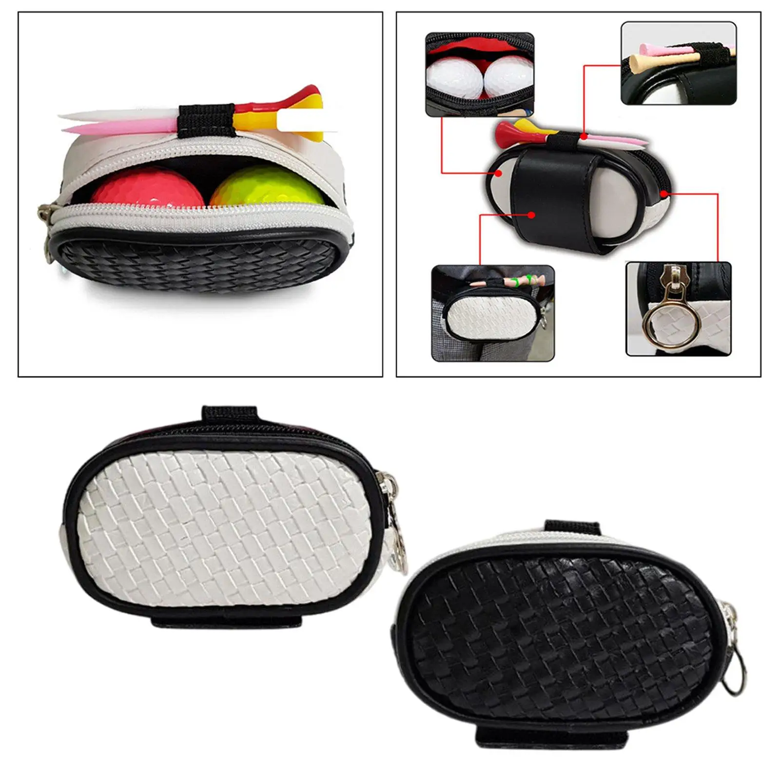 2pcs Small Golf Ball Bag  Case Outdoor Training Supplies for Men/Women
