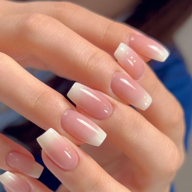 Best of 24 Pcs Pink And White Gradient Nail Enhancement Short Nail Patches Wearing Style Nail Patches Press On Nails For Lovely Girl Reviews & Tips