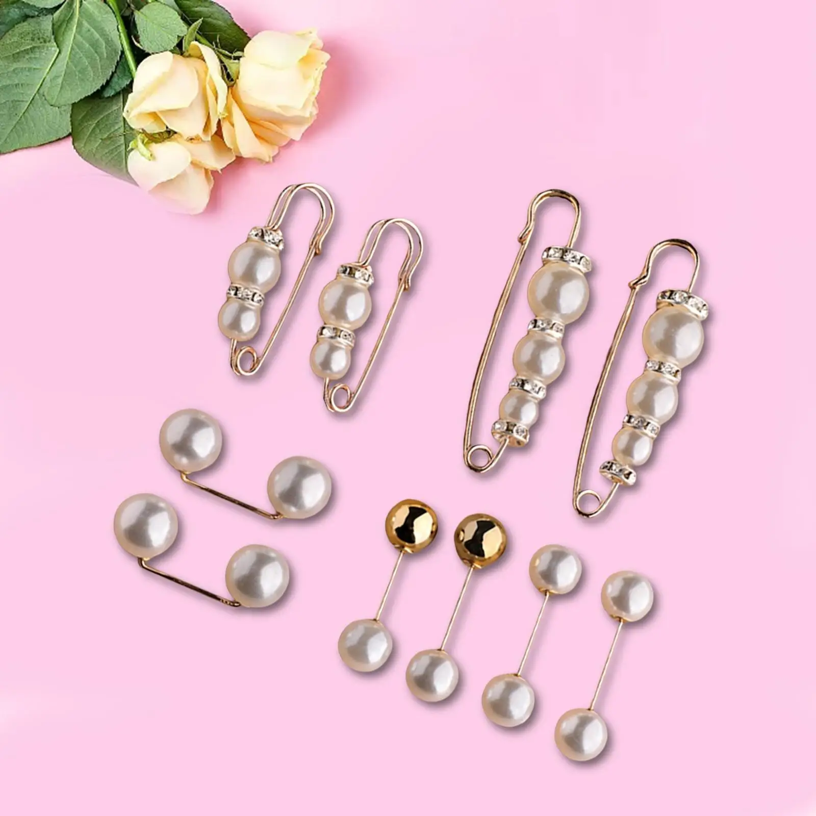 10Pcs Women Brooch Pins Shawl Clips Waist Pins Anti Exposure Costume Accessory for Shirt Clothing Dress Cardigan Wedding Party